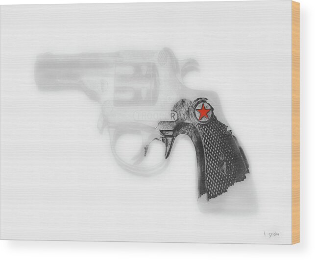 Trooper Wood Print featuring the photograph Capgun Artifact Monocrhome Print With Red Star Splash by Tony Grider