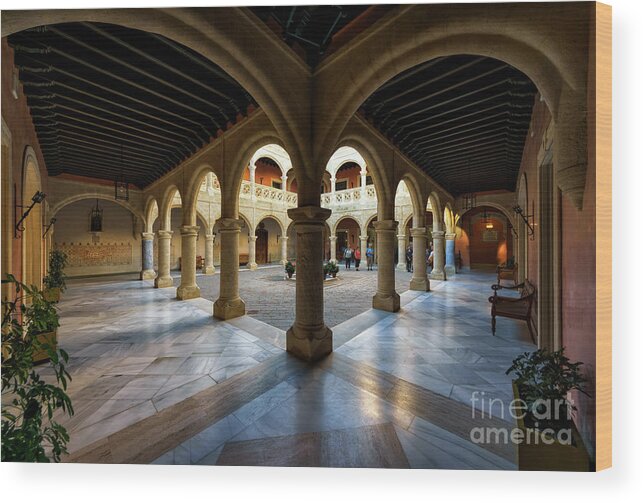 Castillo De Luna Wood Print featuring the photograph Castillo de Luna Columned Courtyard Rota Cadiz Spain by Pablo Avanzini