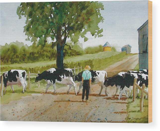Cows Wood Print featuring the painting Cattle Crossing by Faye Ziegler
