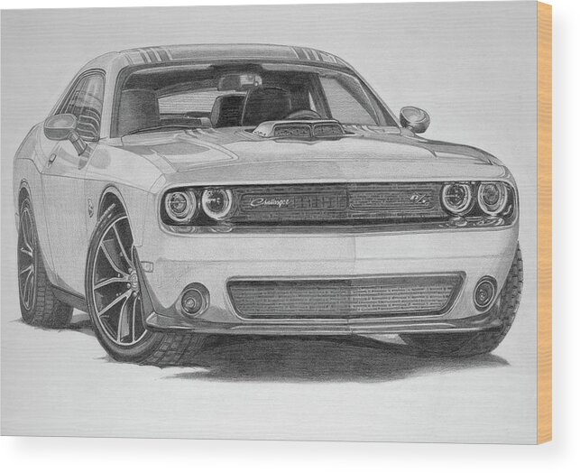  Wood Print featuring the drawing Challenger No Sig by Dan Menta