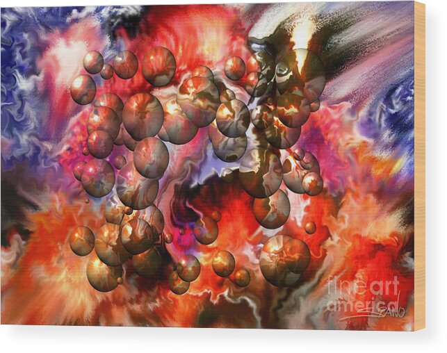 Spano Wood Print featuring the painting Chaos Spheres by Spano by Michael Spano