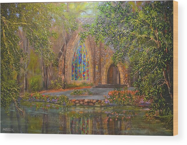 Georgia Wood Print featuring the painting Chapel at Callaway by Michael Mrozik