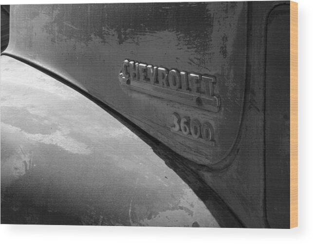 Chevrolet Wood Print featuring the photograph Chevy 3600 b/w by Glory Ann Penington