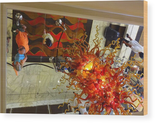 Golden Nugget Wood Print featuring the photograph Chihuly Chandelier by Donna Spadola