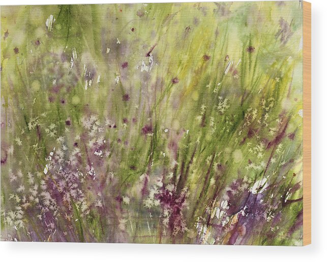 Flower Wood Print featuring the painting Chive Garden by Judith Levins