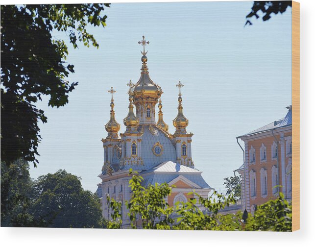 Peterhof Palace Wood Print featuring the photograph Church of Grand Peterhof Palace by Terence Davis