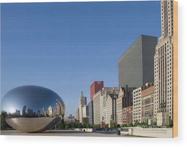 Bean Wood Print featuring the photograph Cloudgate Reflects Michigan Avenue by David Levin