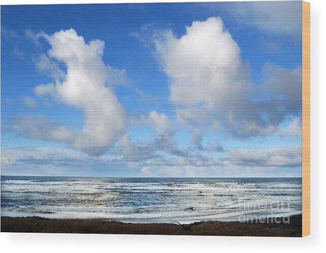 Ocean Wood Print featuring the photograph Clouds At Play by Larry Keahey