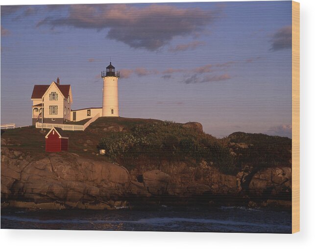 Landscape New England Lighthouse Nautical Coast Wood Print featuring the photograph Cnrf0908 by Henry Butz