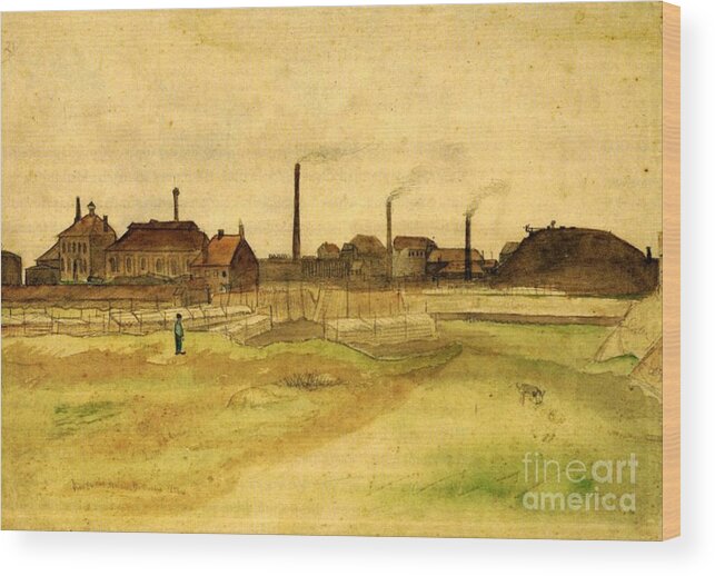 Vincent Van Gogh Paintigns Wood Print featuring the painting Coalmine in the Borinage by MotionAge Designs