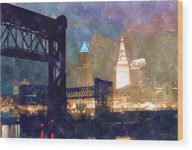 Cleveland Wood Print featuring the painting Colorful Cleveland by Ken Krolikowski