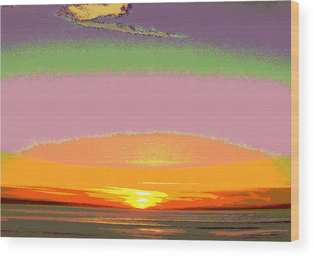 Sunset Wood Print featuring the painting Colors of Sunset by Ruth Edward Anderson