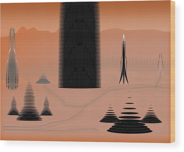 Mars Wood Print featuring the digital art Cone City by Kevin McLaughlin