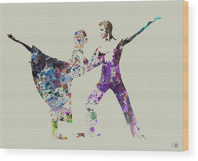 Ballerina Wood Print featuring the painting Couple Dancing Ballet by Naxart Studio