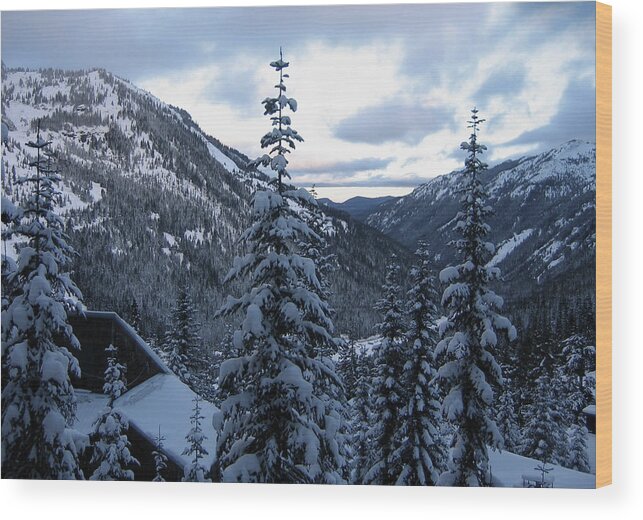Crystal Mountain Ski Resort Wood Print featuring the photograph Crystal Mountain Dawn by Lorraine Devon Wilke