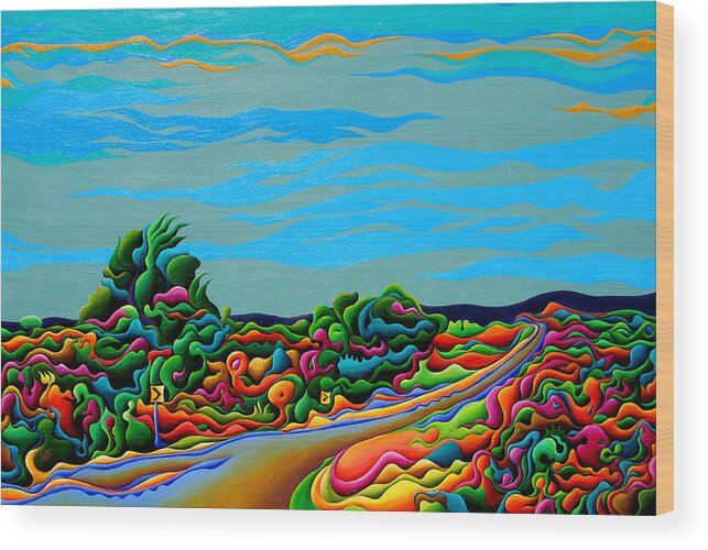 Landscape Wood Print featuring the painting Dance on the Dreamway by Amy Ferrari