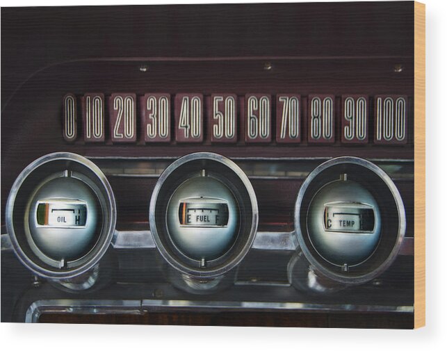 Ford Wood Print featuring the photograph Dashboard Detail -1966 Ford Thunderbird by Mitch Spence