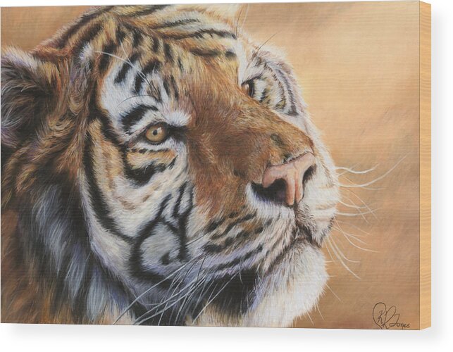 Tiger Wood Print featuring the pastel Deep Thoughts by Kirsty Rebecca