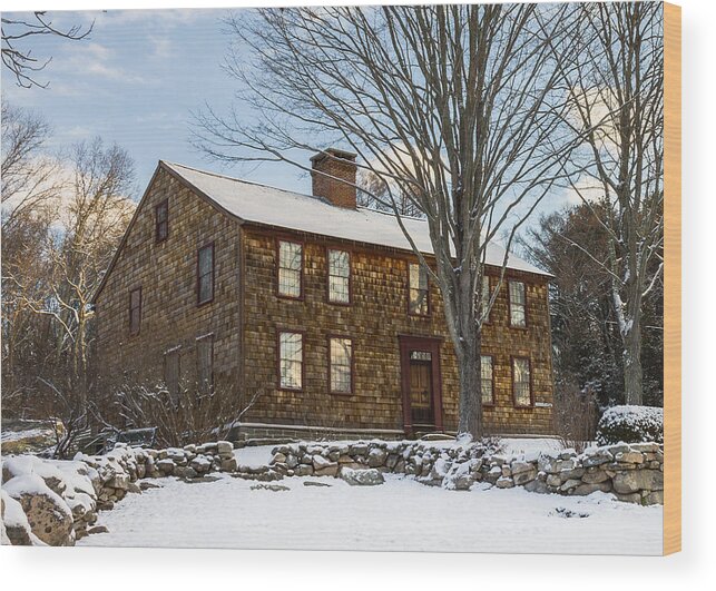 Denison Homestead Wood Print featuring the photograph Denison Homestead Winter by Kirkodd Photography Of New England