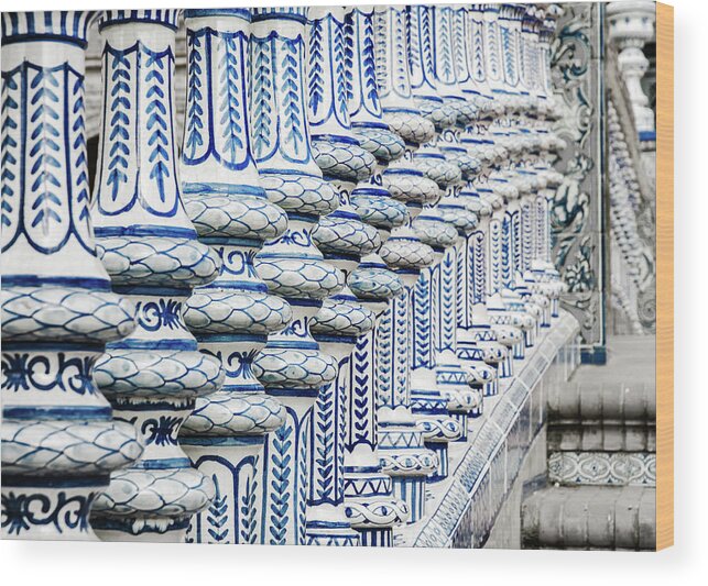Seville Wood Print featuring the photograph Details in Blue from Seville by AM FineArtPrints