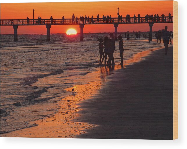 Sunset Wood Print featuring the photograph Dock Sunset by Rosalie Scanlon