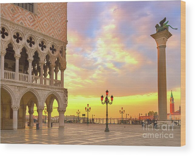 Palace Wood Print featuring the photograph Sunrise in Venice by Anastasy Yarmolovich