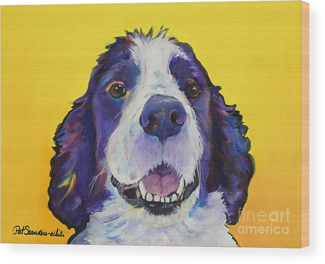 English Springer Spaniel Wood Print featuring the painting Dolly by Pat Saunders-White