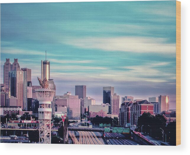 Downtown Wood Print featuring the photograph Downtown Atlanta by Mike Dunn
