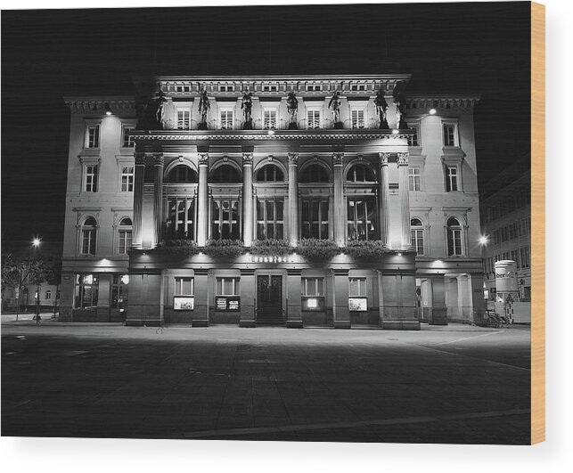 Bern At Night Wood Print featuring the photograph Downtown square by Matt MacMillan