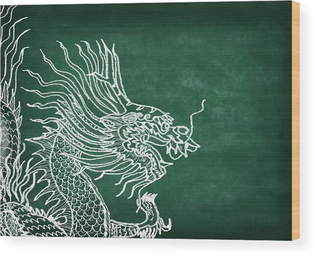 2012 Wood Print featuring the photograph Dragon On Chalkboard by Setsiri Silapasuwanchai