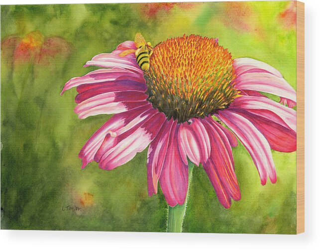 Large Floral Wood Print featuring the painting Drawn In by Lori Taylor
