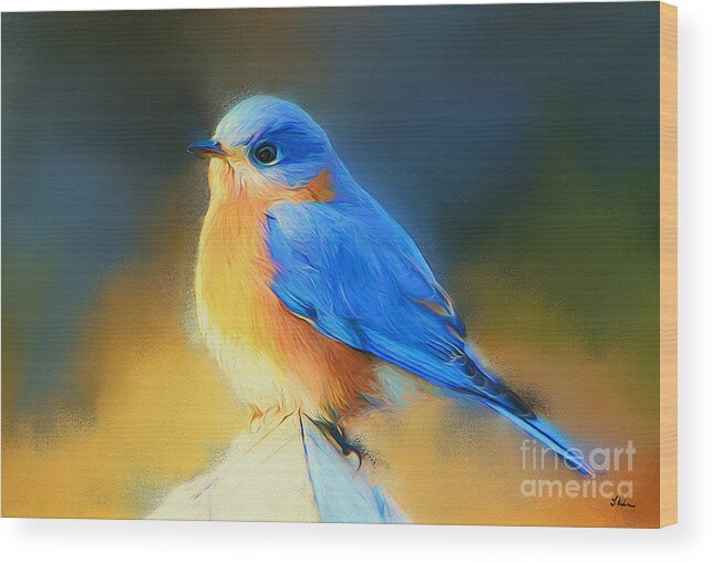 Bluebird Wood Print featuring the painting Dressed In Blue by Tina LeCour