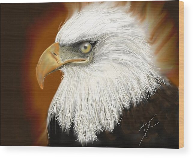 Eagle Wood Print featuring the digital art Eagle American by Darren Cannell