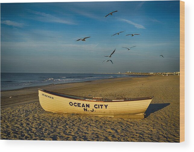 Early Morning Wood Print featuring the photograph Early Morning Ocean City NJ by James DeFazio