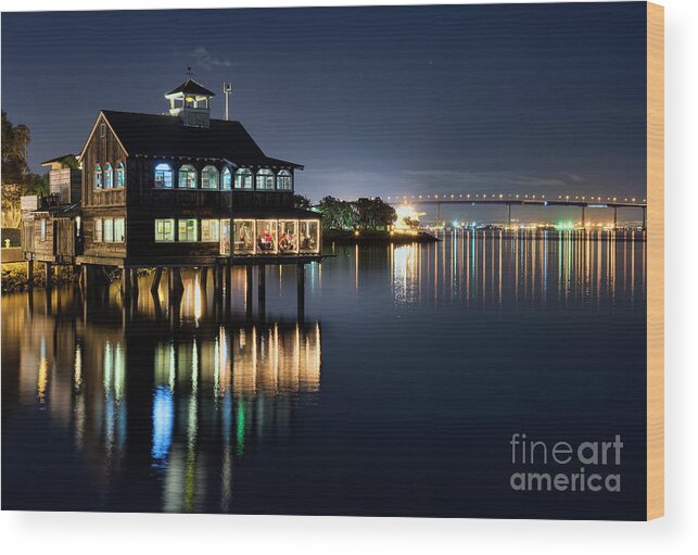 Edgewater Wood Print featuring the photograph Pier Cafe by Eddie Yerkish