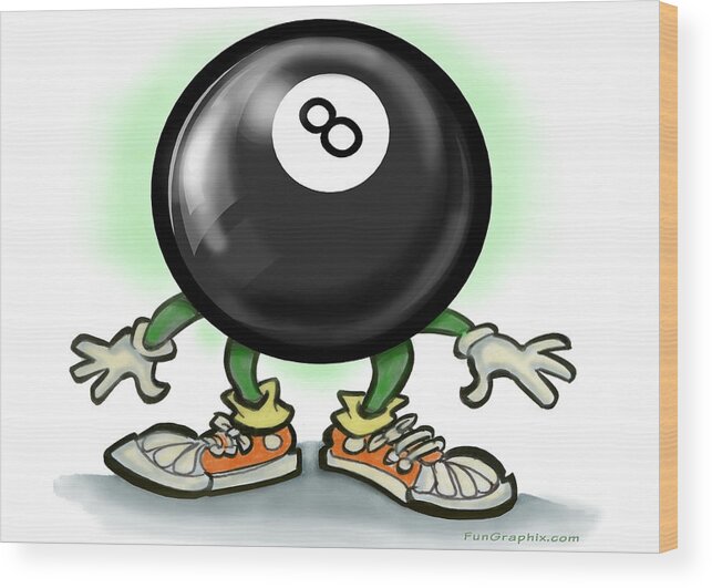 Eightball Wood Print featuring the greeting card Eightball by Kevin Middleton