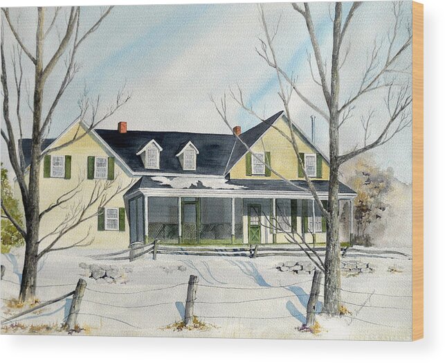 Farm House Wood Print featuring the painting Elmridge Farm House by Jackie Mueller-Jones