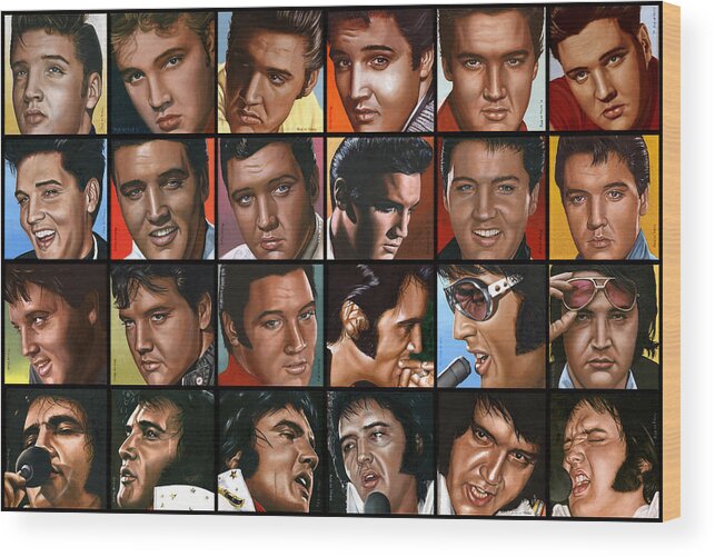 Elvis Wood Print featuring the painting Elvis 24 by Rob De Vries