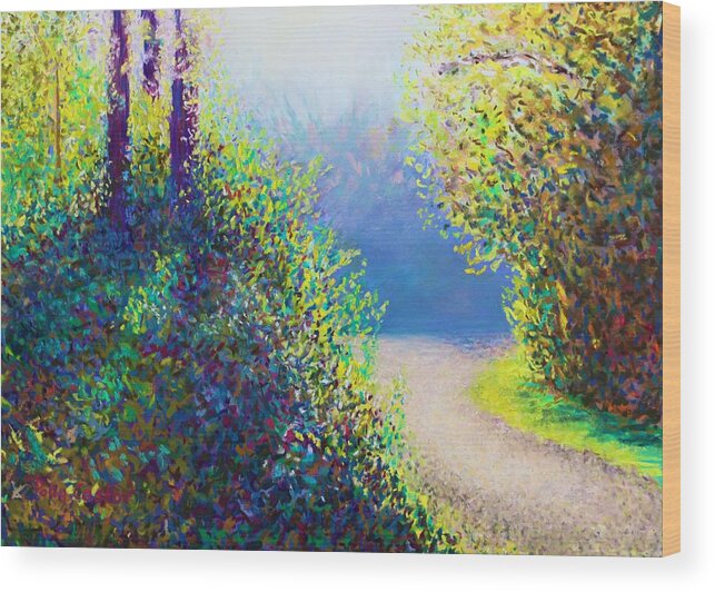 Vibrant Wood Print featuring the pastel Entrance to the Quarry in Early Fall by Polly Castor