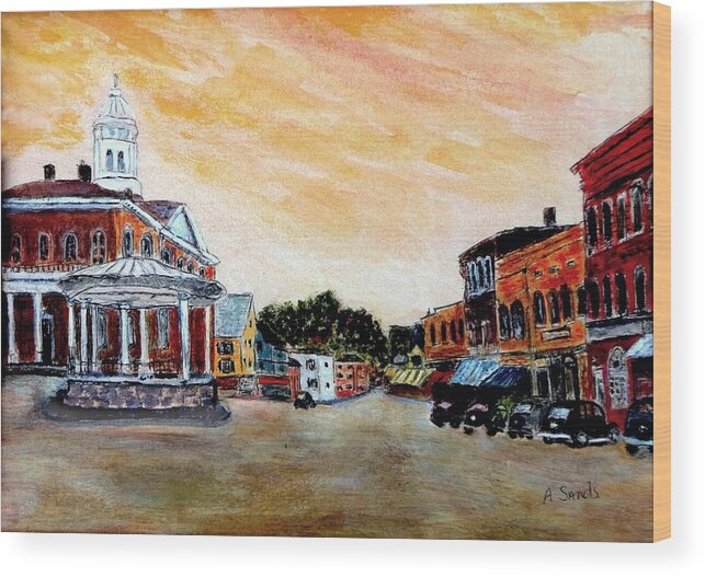Exeter Wood Print featuring the painting Exeter NH circa 1920 by Anne Sands