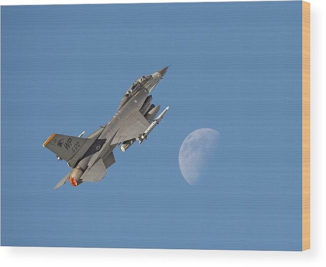 Aircraft Wood Print featuring the photograph F16 - Aiming High by Pat Speirs