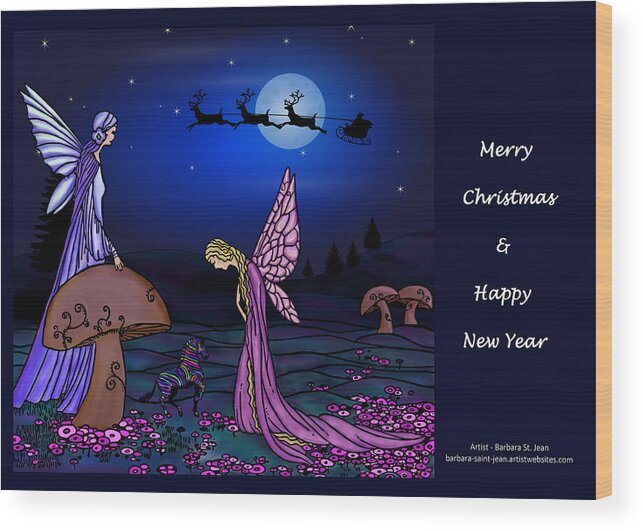 Fairy Christmas Wood Print featuring the digital art Fairy Christmas Card by Barbara St Jean