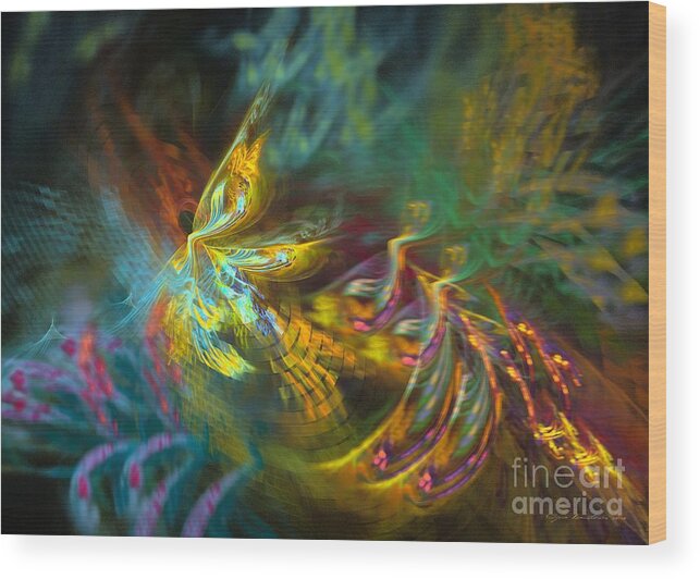 Abstract Wood Print featuring the digital art Fairy by Sipo Liimatainen