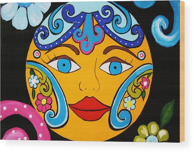 Talavera Sun Wood Print featuring the painting Feeling Groovy by Melinda Etzold
