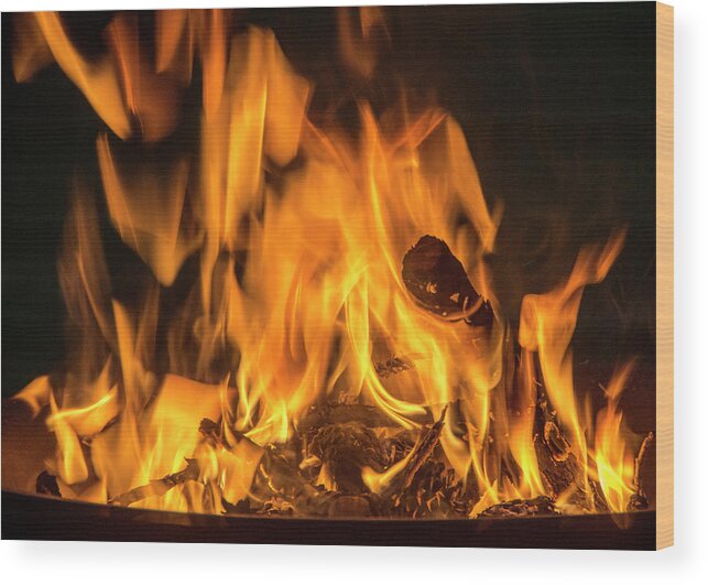 Fire Wood Print featuring the photograph Fire by Cathy Kovarik