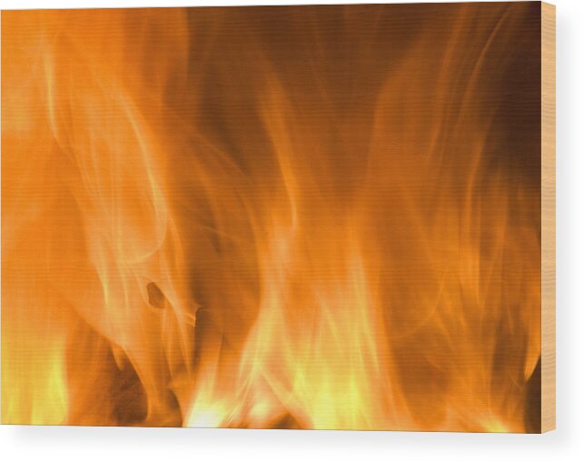 Fire Background Wood Print featuring the photograph Fire flames background by Michalakis Ppalis