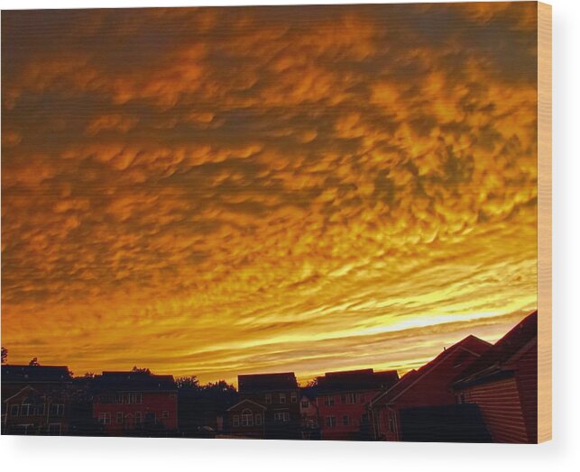 Sky Wood Print featuring the photograph Fire In The Sky by Jennifer Wheatley Wolf
