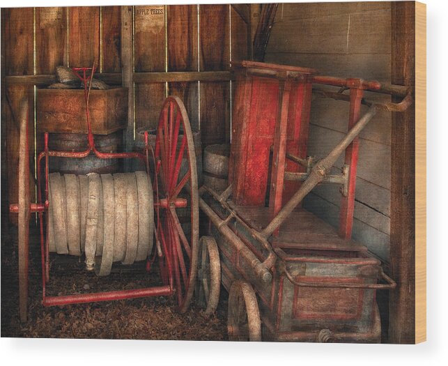 Fireman Wood Print featuring the photograph Firefighter - Fire Bridgade by Mike Savad