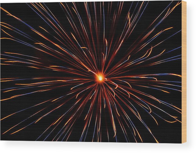 Fireworks Wood Print featuring the photograph Fireworks 026 by Larry Ward