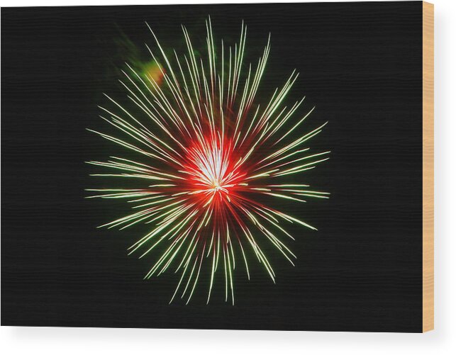 Fireworks Wood Print featuring the photograph Fireworks 032 by Larry Ward
